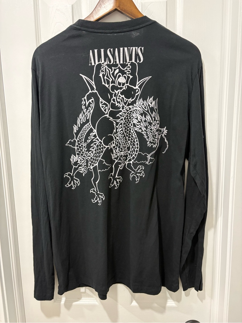 All Saints Men’s Black Long-Sleeve Graphic Shirt medium